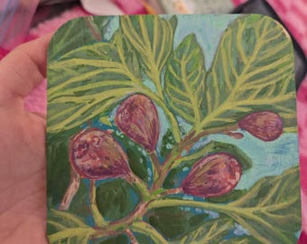 Fig Season, acrylic marker artwork on wood by Krista